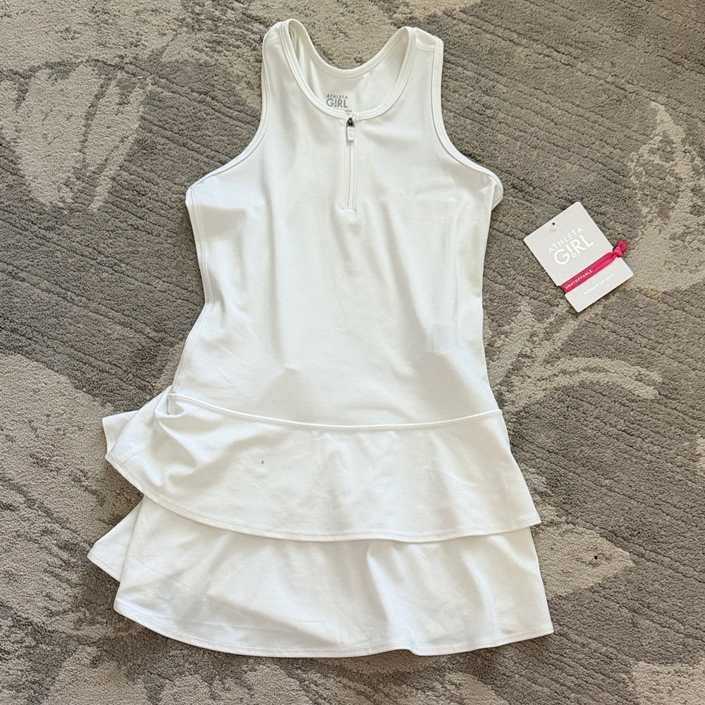 Athleta White Zip-Front Tennis Dress